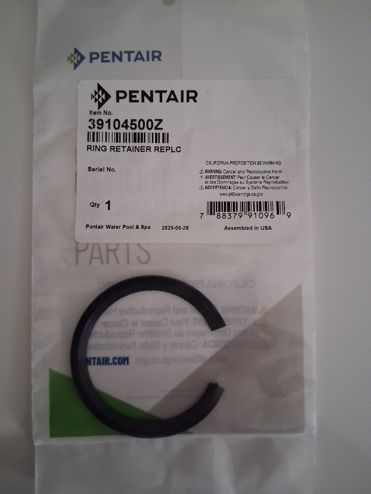 39104500Z C Clip, Pentair Warrior/CC, Union Nut