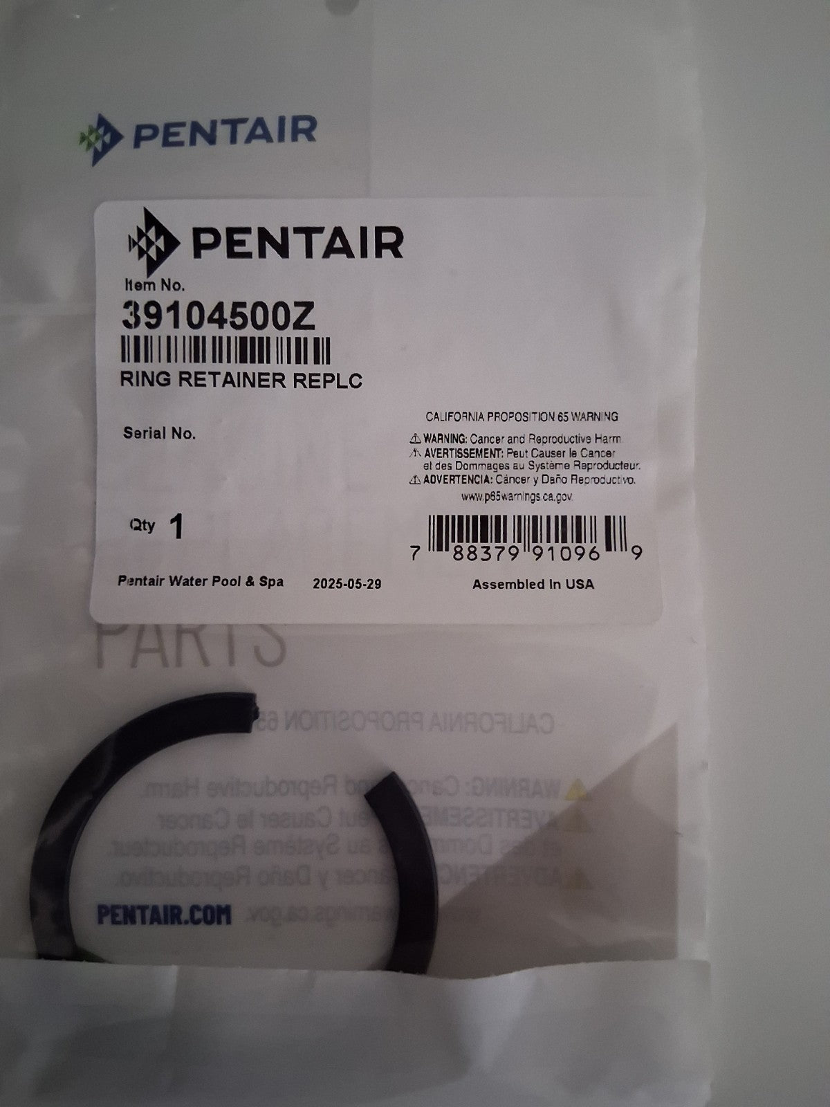 39104500Z C Clip, Pentair Warrior/CC, Union Nut