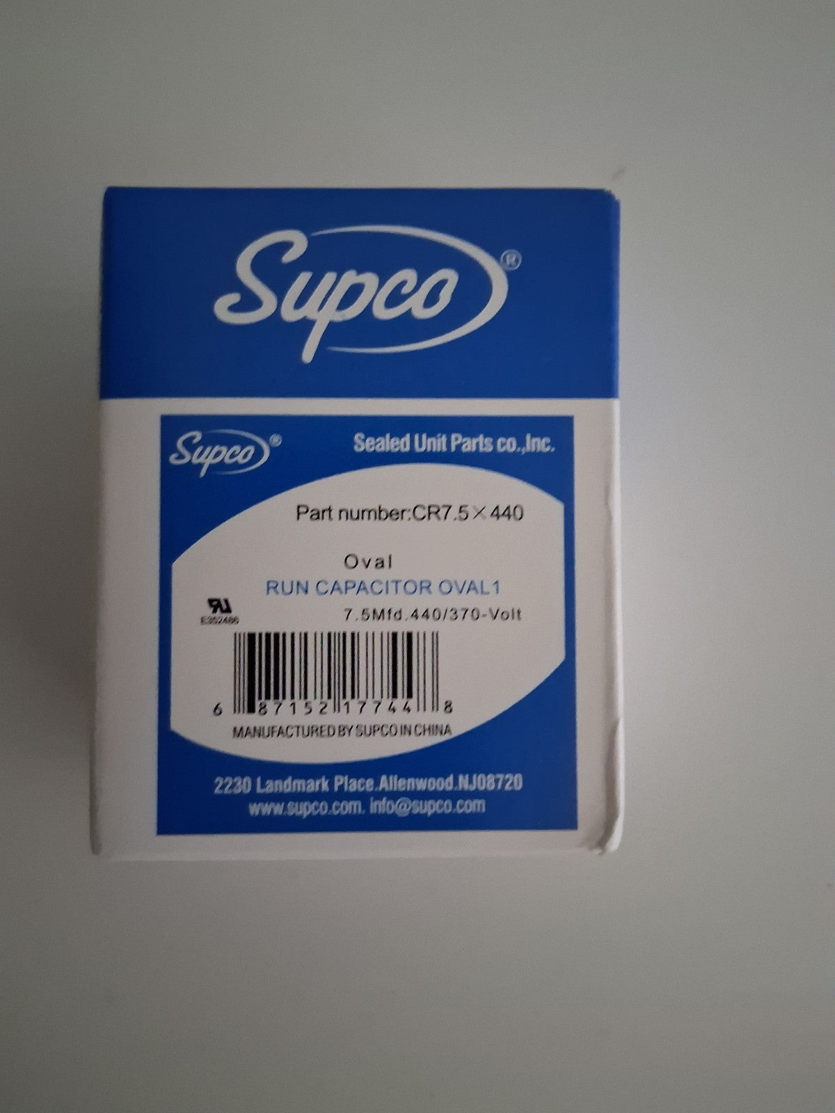 SUPCO CR7.5X440 HVAC Oval Motor Run Capacitor 7.5 MFD/uF 440/370 Volts 5ct New